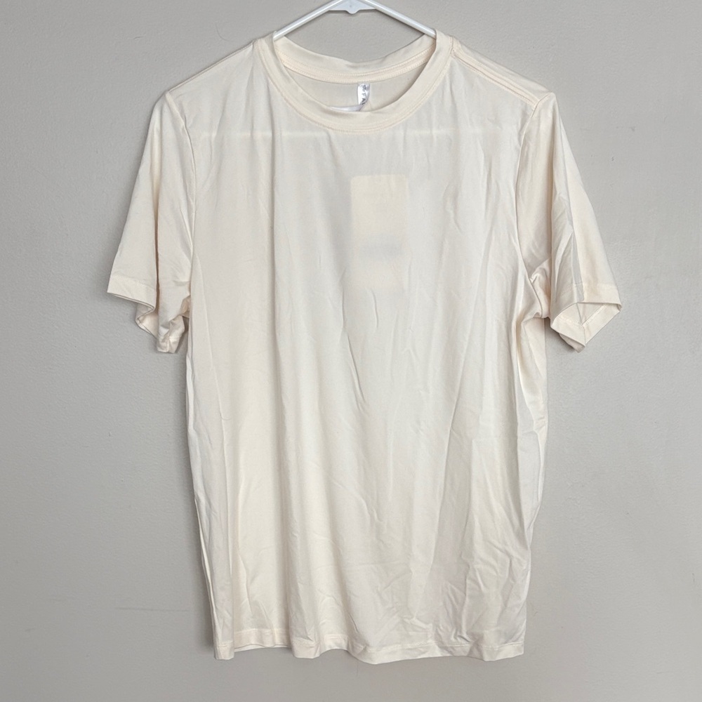 NWT Fabletics Blake Short Sleeve Crewneck Tee Size M Cream